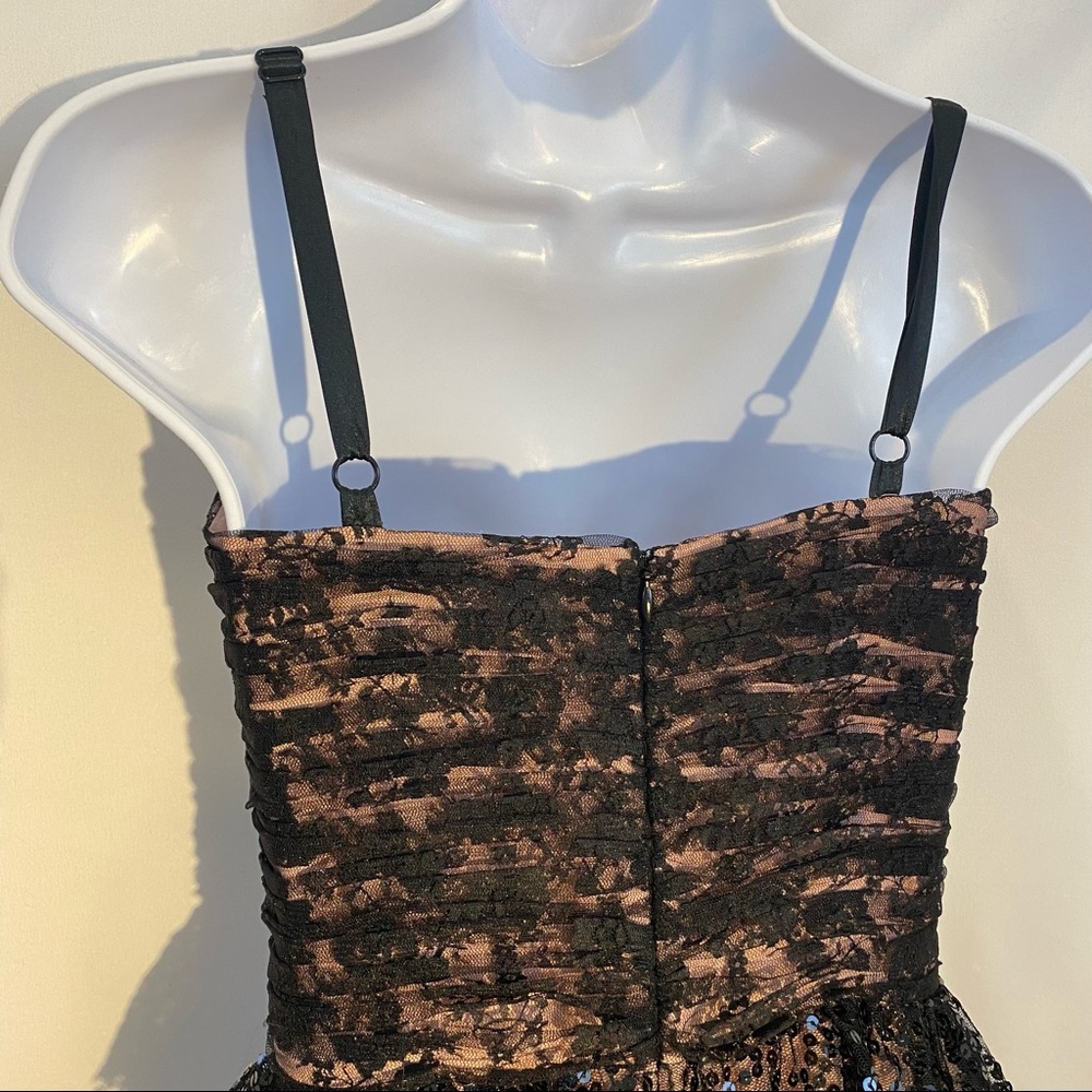 Betsey Johnson Bustier Lace Tulle Sequin Party Mini Dress Black and Pink 2 NWOT - Picture 12 of 17